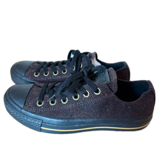 EUC Converse All Star Low Top Brown Tweed Black Unique Men's 5 / Women's 7 - Picture 1 of 11